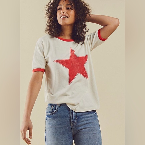 FREE PEOPLE DAYDREAMER STAR RINGER TEE - Picture 1 of 6